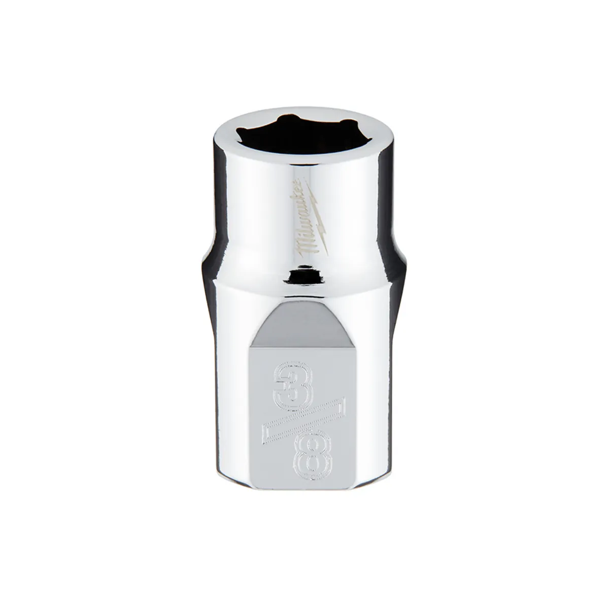 Milwaukee Tool 3/8" Drive 3/8" SAE 6-Point Socket with FOUR FLAT Sides, Vanadium Steel, Chrome