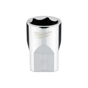 Milwaukee Tool 3/8" Drive 9/16" SAE 6-Point Socket with FOUR FLAT Sides, Vanadium Steel, Chrome