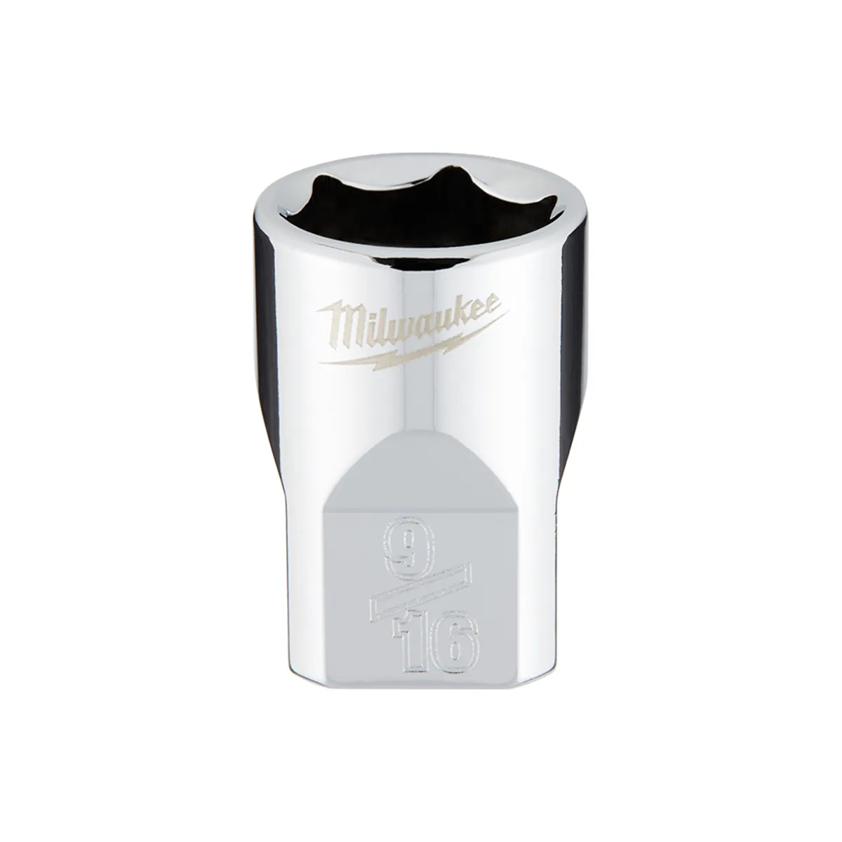 Milwaukee Tool 3/8" Drive 9/16" SAE 6-Point Socket with FOUR FLAT Sides, Vanadium Steel, Chrome