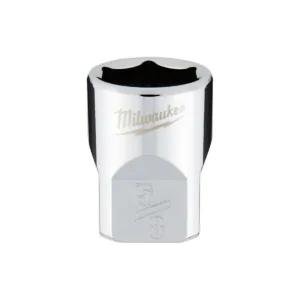 Milwaukee Tool 3/8" Drive 5/8" SAE 6-Point Socket with FOUR FLAT Sides, Vanadium Steel, Chrome