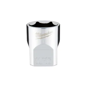 Milwaukee Tool 3/8" Drive 11/16" SAE 6-Point Socket with FOUR FLAT Sides, Vanadium Steel, Chrome