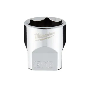 Milwaukee Tool 3/8" Drive 13/16" SAE 6-Point Socket with FOUR FLAT Sides, Vanadium Steel, Chrome