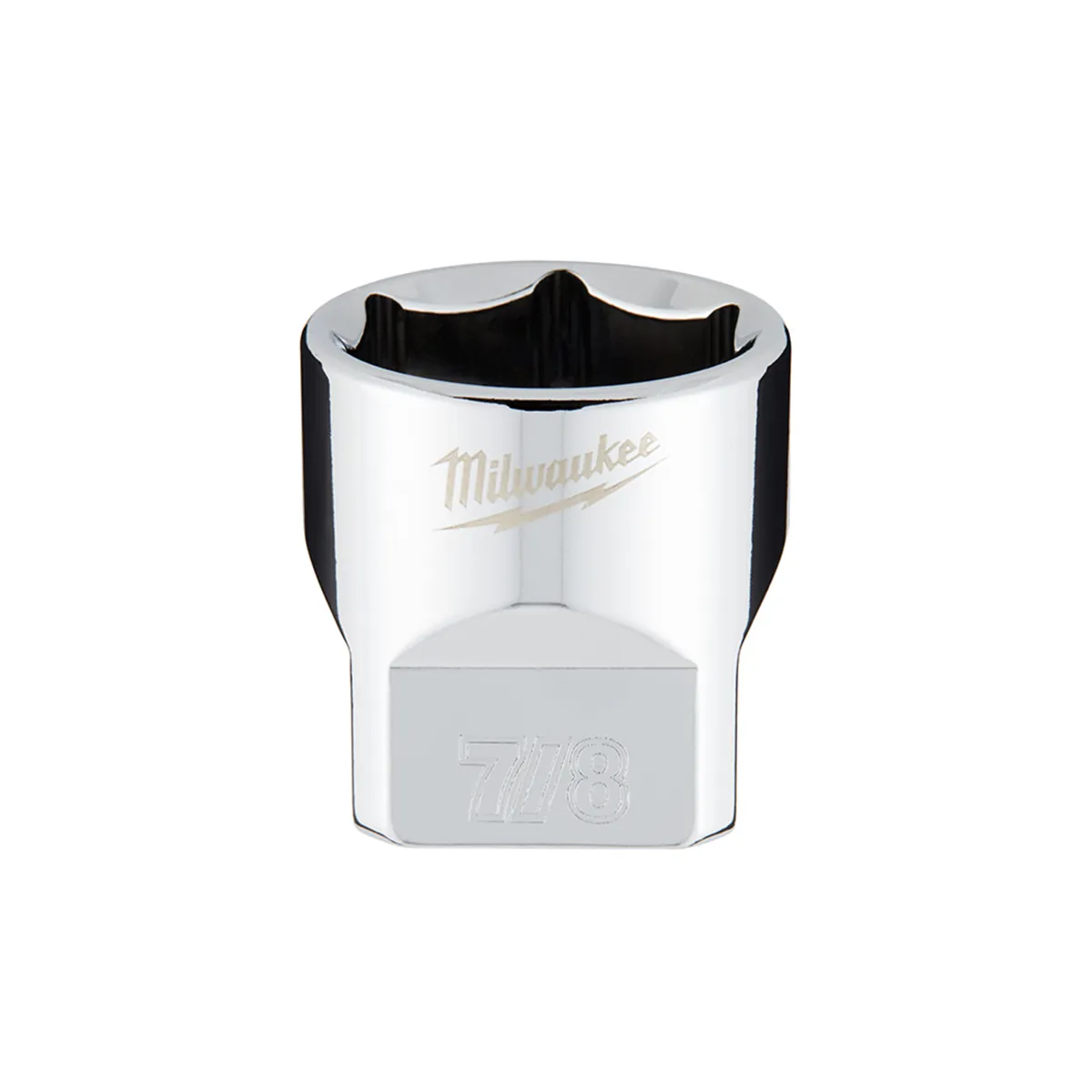 Milwaukee Tool 3/8" Drive 7/8" SAE 6-Point Socket with FOUR FLAT Sides, Vanadium Steel, Chrome