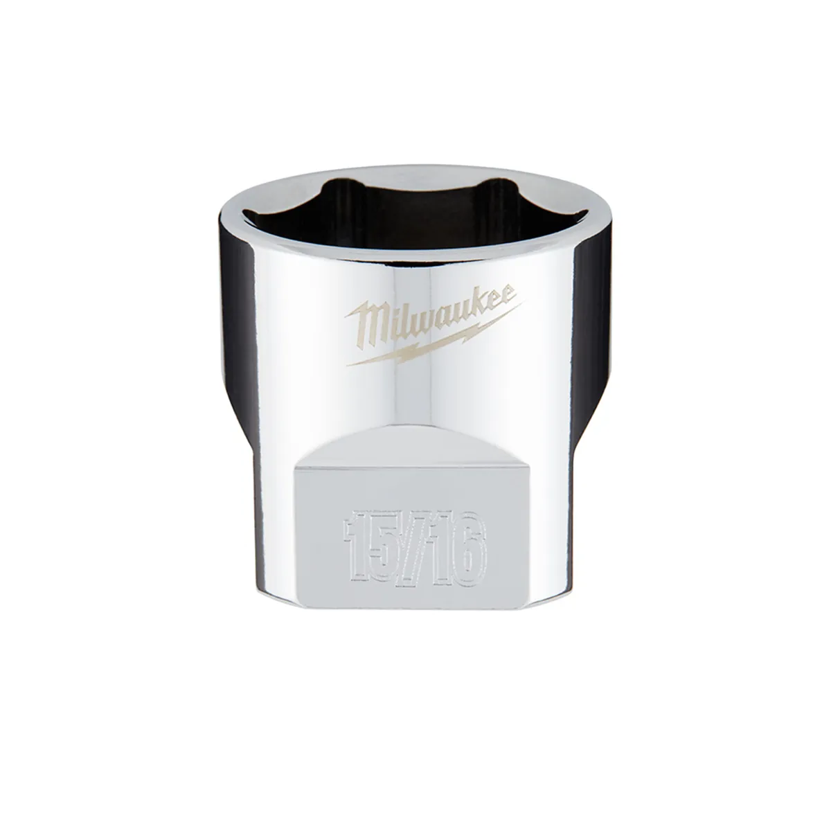 Milwaukee Tool 3/8" Drive 15/16" SAE 6-Point Socket with FOUR FLAT Sides, Vanadium Steel, Chrome
