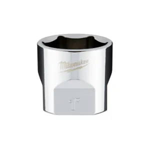 Milwaukee Tool 3/8" Drive 1" SAE 6-Point Socket with FOUR FLAT Sides, Vanadium Steel, Chrome