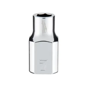 Milwaukee Tool 3/8" Drive 7mm Metric 6-Point Socket with FOUR FLAT Sides, Vanadium Steel, Chrome