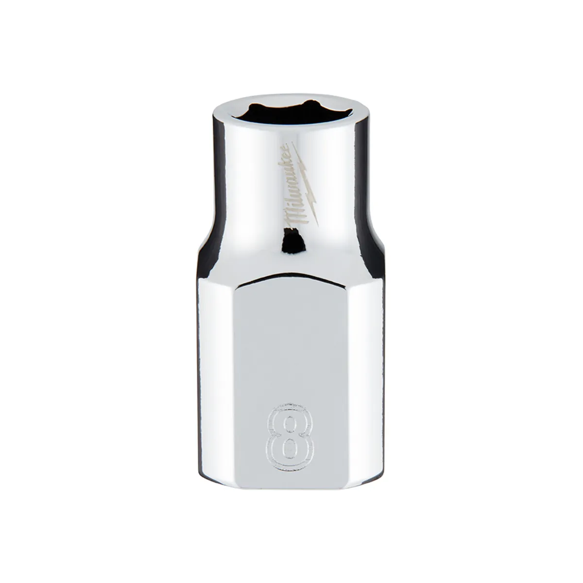 Milwaukee Tool 3/8" Drive 8mm Metric 6-Point Socket with FOUR FLAT Sides, Vanadium Steel, Chrome