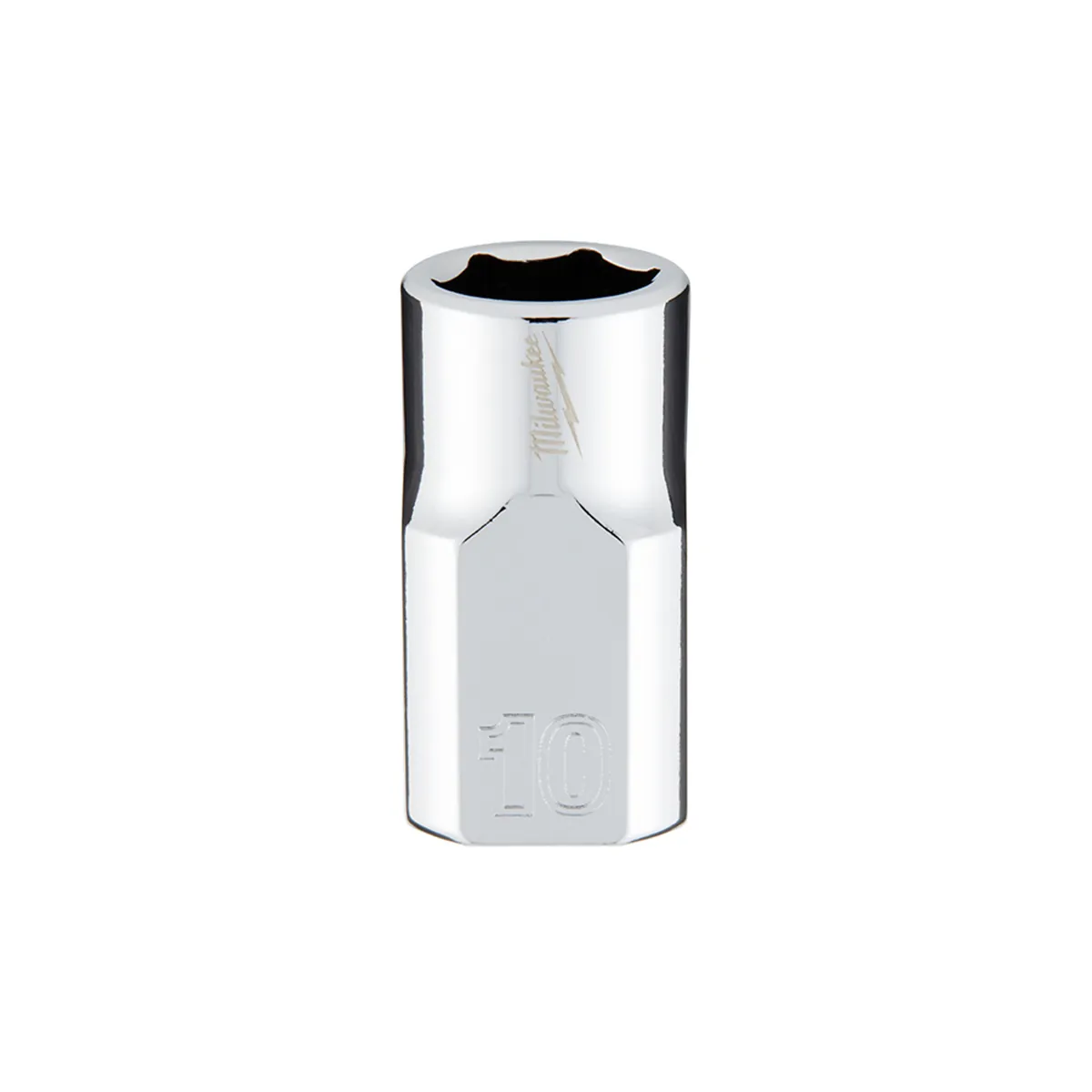 Milwaukee Tool 3/8" Drive 10mm Metric 6-Point Socket with FOUR FLAT Sides, Vanadium Steel, Chrome