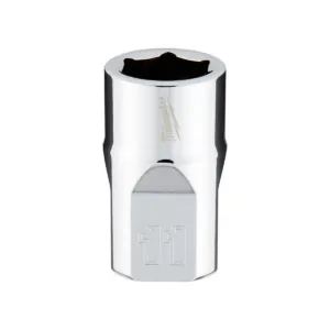 Milwaukee Tool 3/8" Drive 11mm Metric 6-Point Socket with FOUR FLAT Sides, Vanadium Steel, Chrome