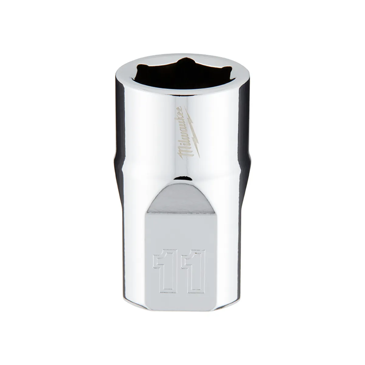 Milwaukee Tool 3/8" Drive 11mm Metric 6-Point Socket with FOUR FLAT Sides, Vanadium Steel, Chrome