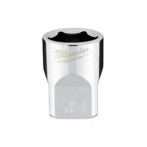 Milwaukee Tool 3/8" Drive 15mm Metric 6-Point Socket with FOUR FLAT Sides, Vanadium Steel, Chrome