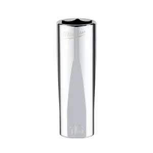 Milwaukee Tool 3/8" Drive 16mm Metric 6-Point Deep Socket with FOUR FLAT Sides, Vanadium Steel, Chrome