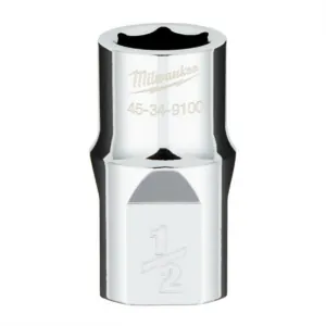 Milwaukee Tool 1/2" Drive 1/2" SAE 6-Point Socket with FOUR FLAT Sides, Vanadium Steel, Chrome