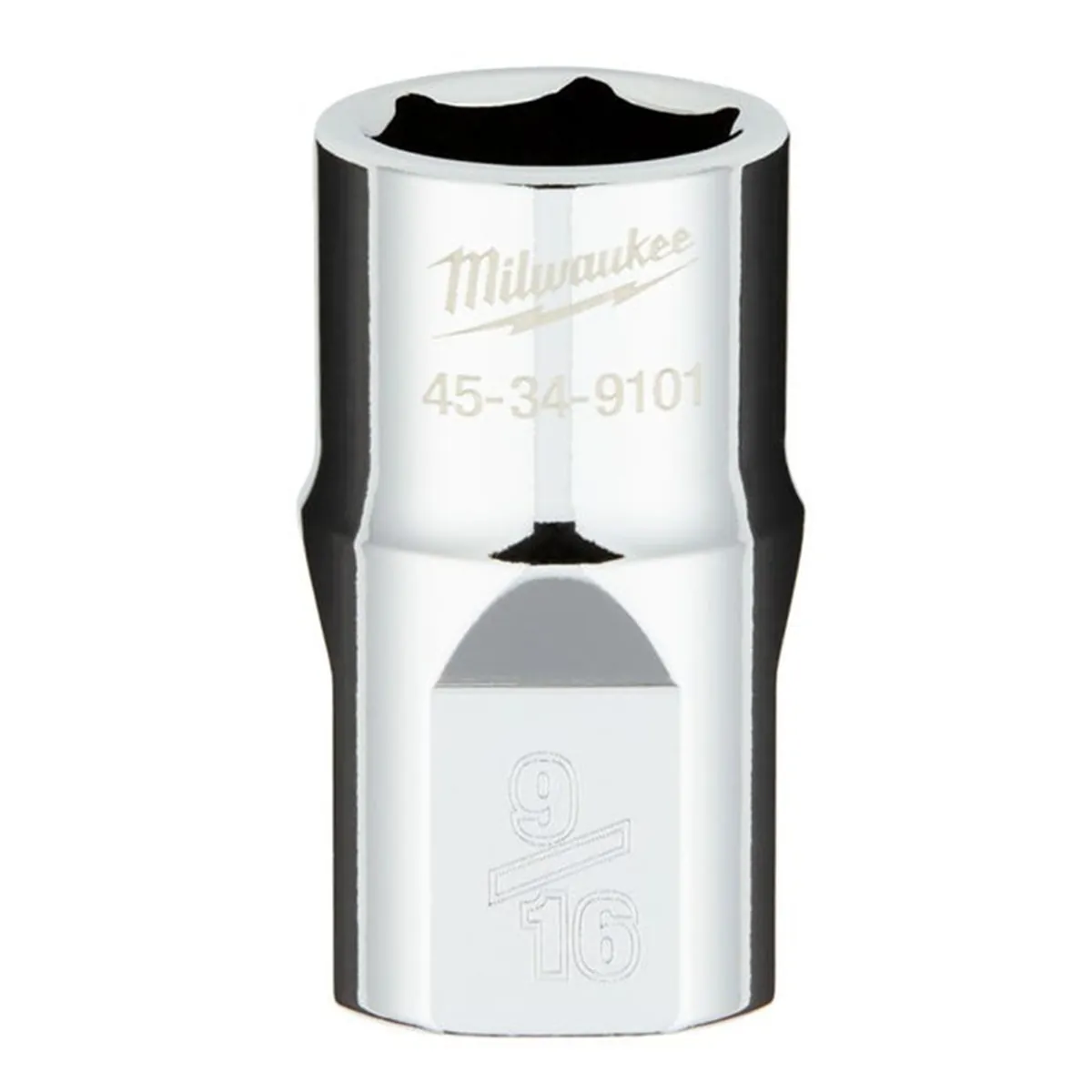 Milwaukee Tool 1/2" Drive 9/16" SAE 6-Point Socket with FOUR FLAT Sides, Vanadium Steel, Chrome