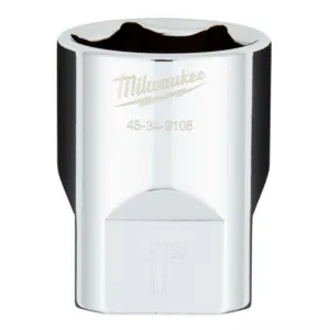 Milwaukee Tool 1/2" Drive 1" SAE 6-Point Socket with FOUR FLAT Sides, Vanadium Steel, Chrome