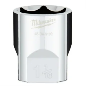 Milwaukee Tool 1/2" Drive 1-1/16" SAE 6-Point Socket with FOUR FLAT Sides, Vanadium Steel, Chrome