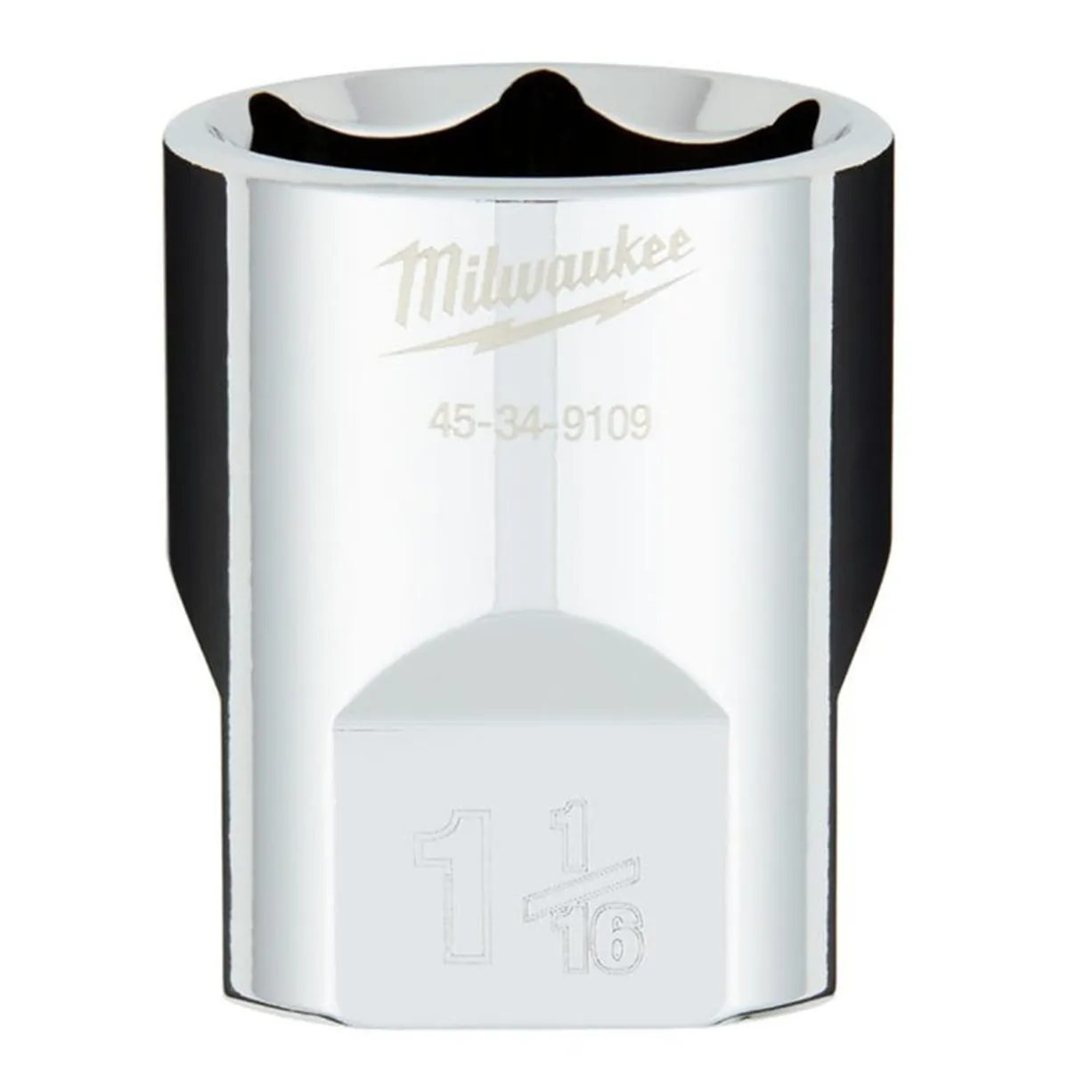 Milwaukee Tool 1/2" Drive 1-1/16" SAE 6-Point Socket with FOUR FLAT Sides, Vanadium Steel, Chrome