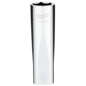 Milwaukee Tool 1/2" Drive 11/16" SAE 6-Point Deep Socket with FOUR FLAT Sides, Vanadium Steel, Chrome