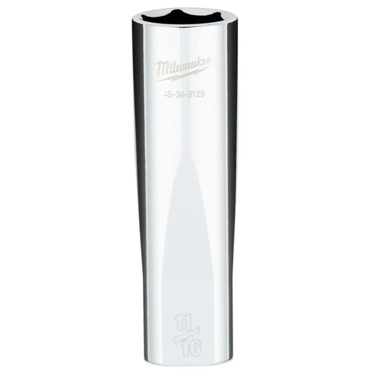 Milwaukee Tool 1/2" Drive 11/16" SAE 6-Point Deep Socket with FOUR FLAT Sides, Vanadium Steel, Chrome