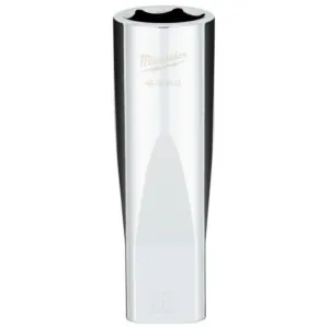 Milwaukee Tool 1/2" Drive 18MM Metric 6-Point Deep Socket with FOUR FLAT Sides, Vanadium Steel, Chrome