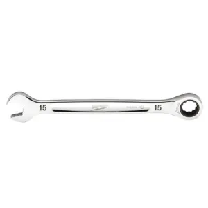 Milwaukee Tool 15MM Metric Ratcheting Combination Wrench, 12-Point, Steel, Chrome