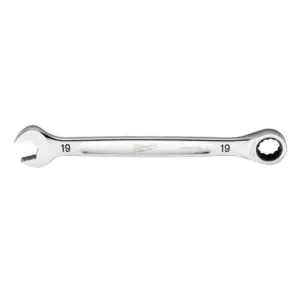 Milwaukee Tool 19MM Metric Ratcheting Combination Wrench, 12-Point, Steel, Chrome