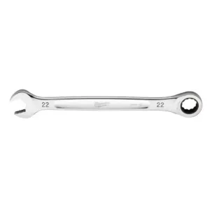 Milwaukee Tool 22MM Metric Ratcheting Combination Wrench, 12-Point, Steel, Chrome