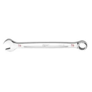 Milwaukee Tool 7/8" SAE Combination Wrench, 12-Point, Steel, Chrome, Ergonomic, I-Beam Handle