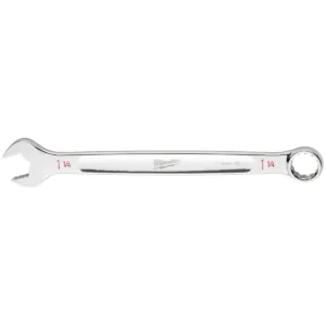 Milwaukee Tool 1-1/4" SAE Combination Wrench, 12-Point, Steel, Chrome, Ergonomic, I-Beam Handle
