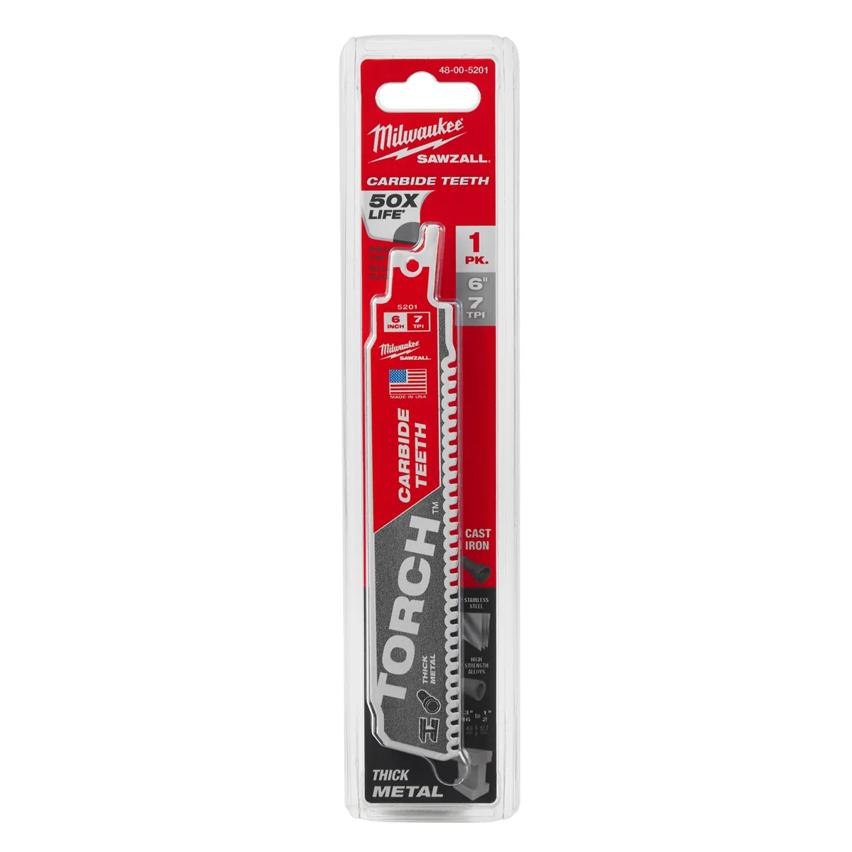 Milwaukee Tool SAWZALL TORCH 7 TPI 6" Carbide Blades - 1PK