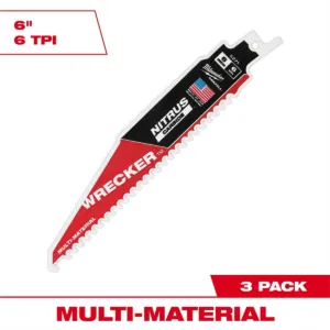 Milwaukee Tool 6 Inch WRECKER with NITRUS CARBIDE Blades - 3 Pack