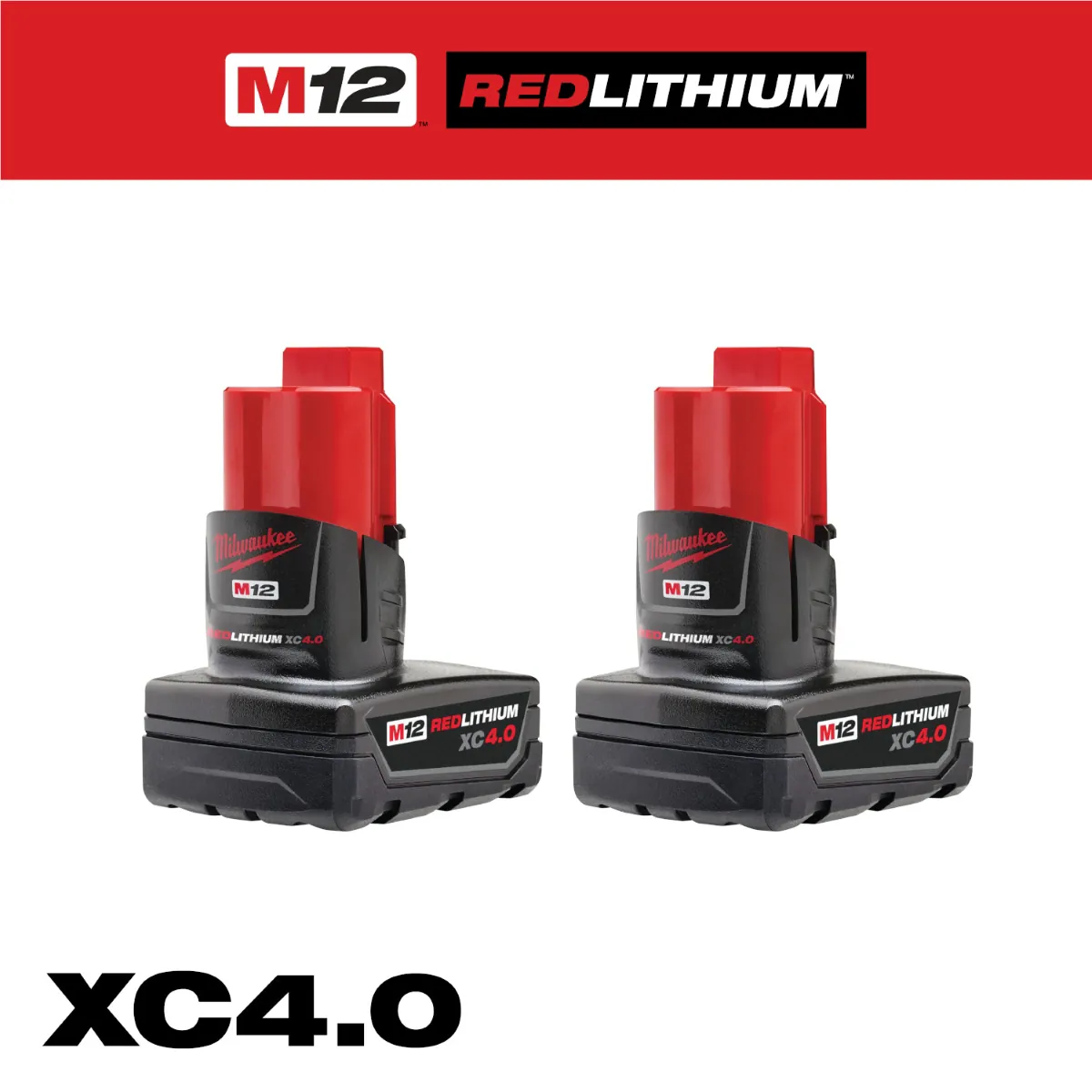 Milwaukee Tool M12 REDLITHIUM XC4.0 Battery - Two Pack