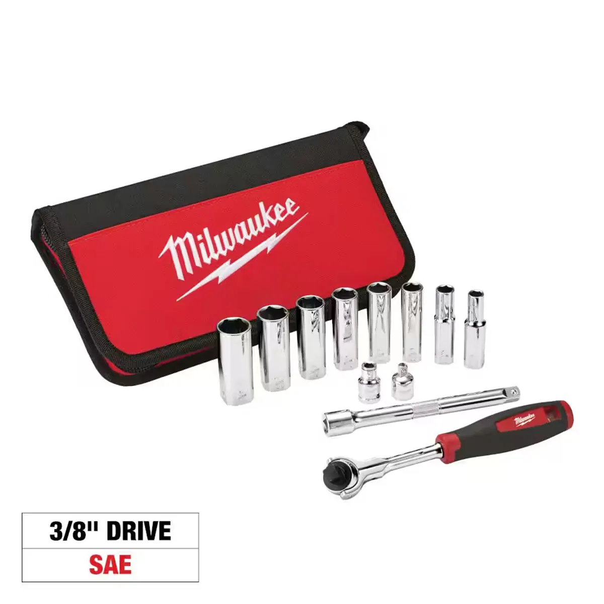 Milwaukee Tool 12pc 3/8" Drive SAE Socket Set