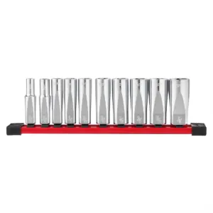 Milwaukee Tool 10pc 3/8" SAE Deep Well Sockets with FOUR FLAT Sides