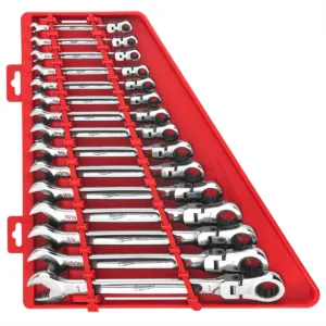 Milwaukee Tool 15pc SAE Flex Head Ratcheting Combination Wrench Set