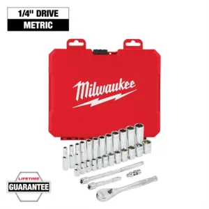 Milwaukee Tool 1/4 Inch Drive 28 Piece Ratchet and Socket Set - Metric