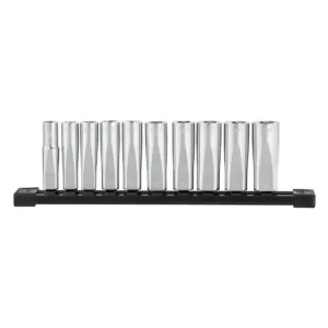 Milwaukee Tool 10pc 3/8" Metric Deep Well Sockets with FOUR FLAT Sides