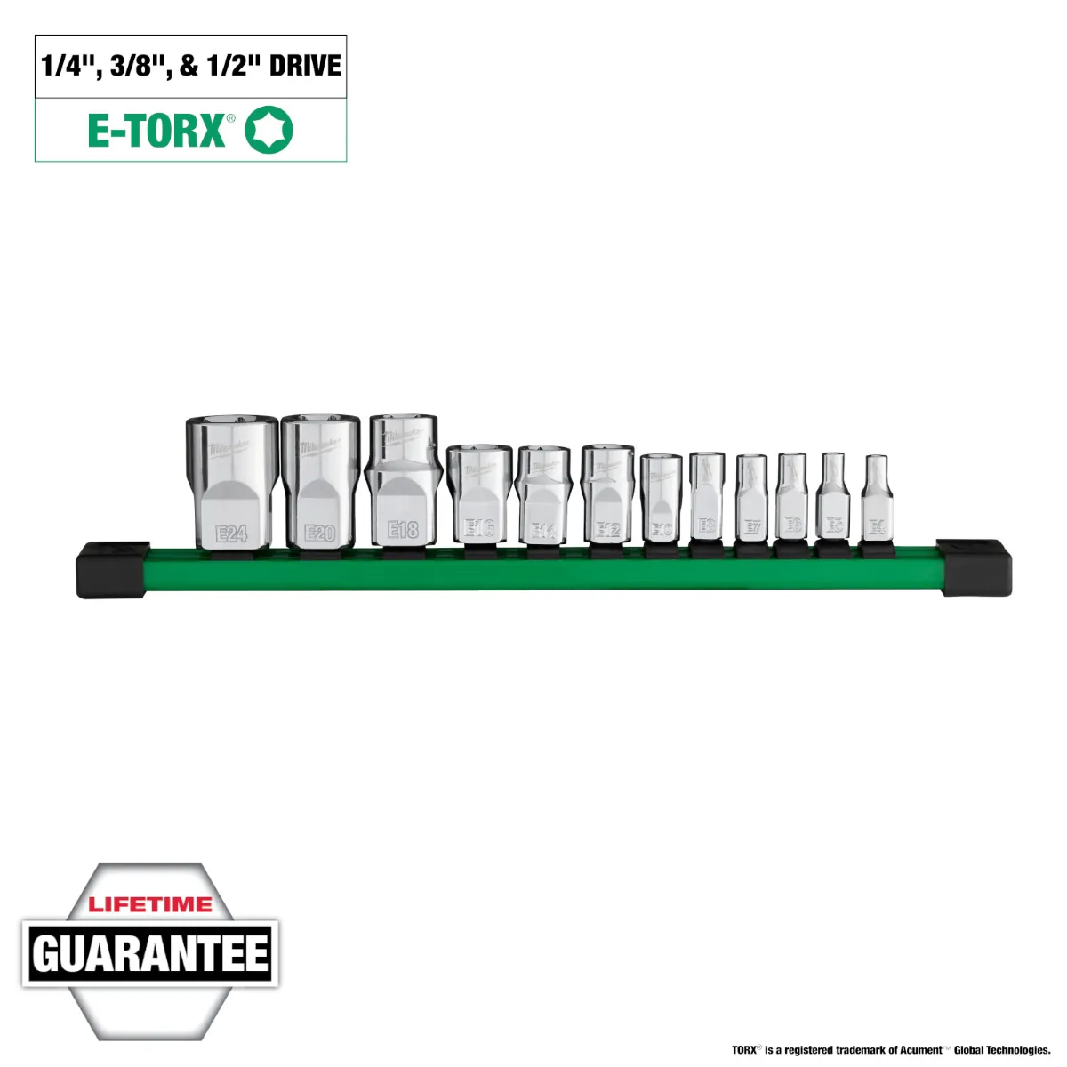 Milwaukee Tool 12pc 1/4 inch, 3/8 inch, and 1/2 inch Drive External TORX Socket Set