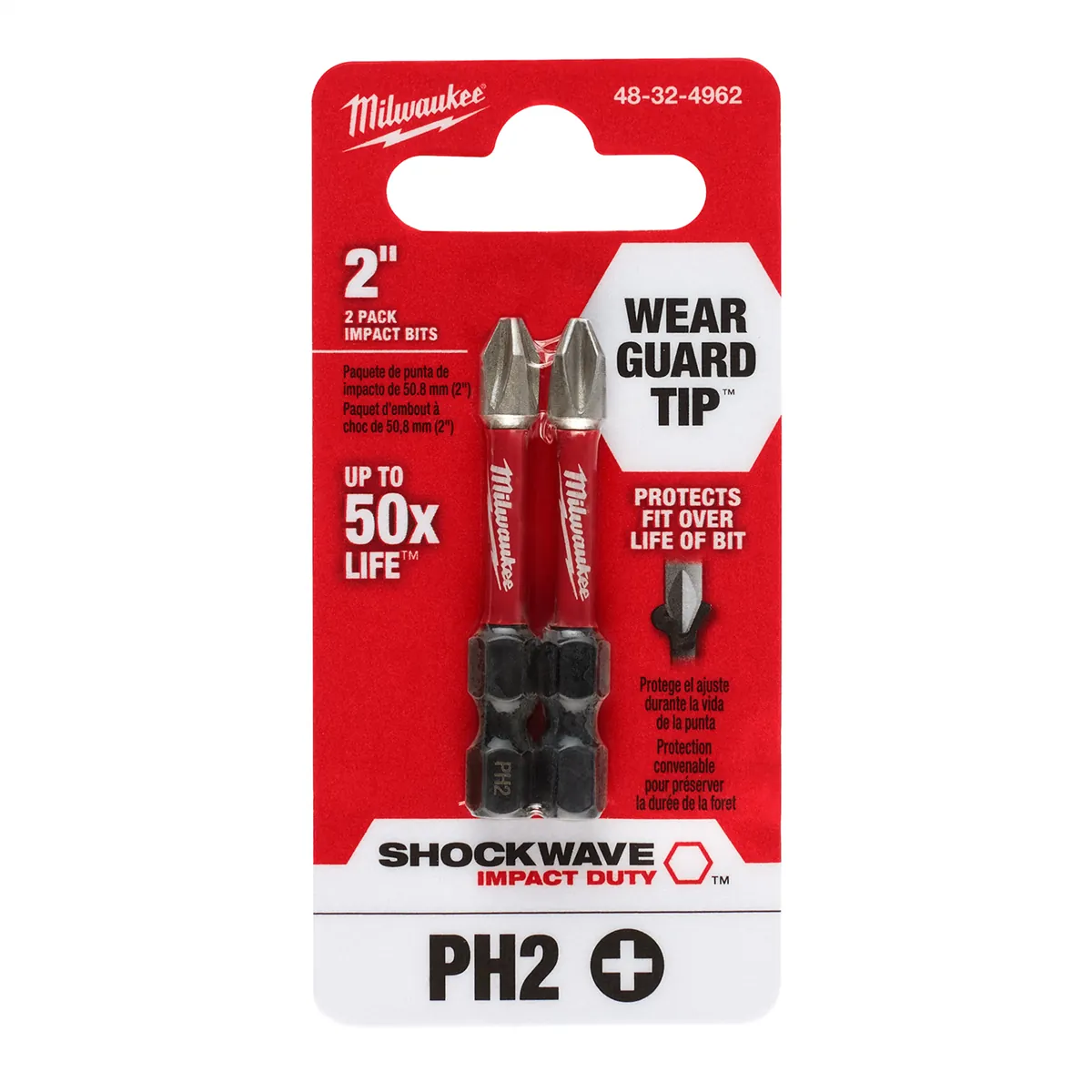 Milwaukee Tool SHOCKWAVE Impact Duty 2" PH2 Bit 2PK