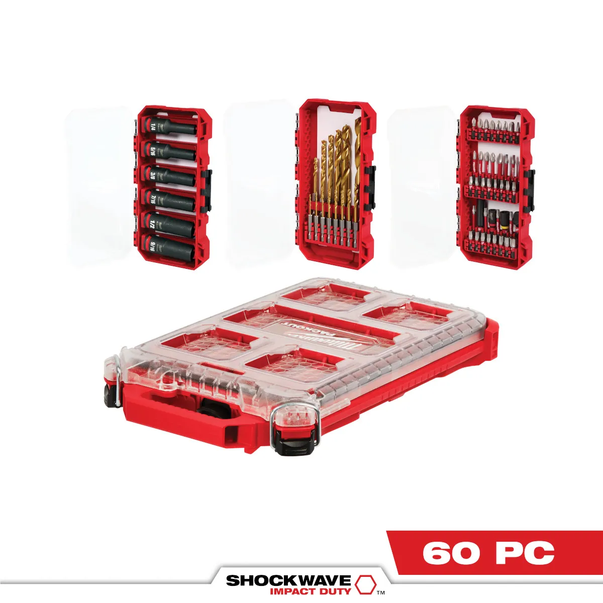 Milwaukee Tool 60 SHOCKWAVE Impact Duty Alloy Steel Screw Driver Bit Set with PACKOUT Case