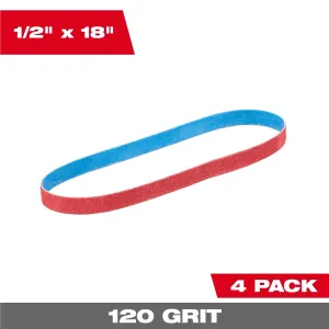Milwaukee Tool 1/2 Inch x 18 Inch 120 Grit Bandfile Belts &hyphen; 4 pack