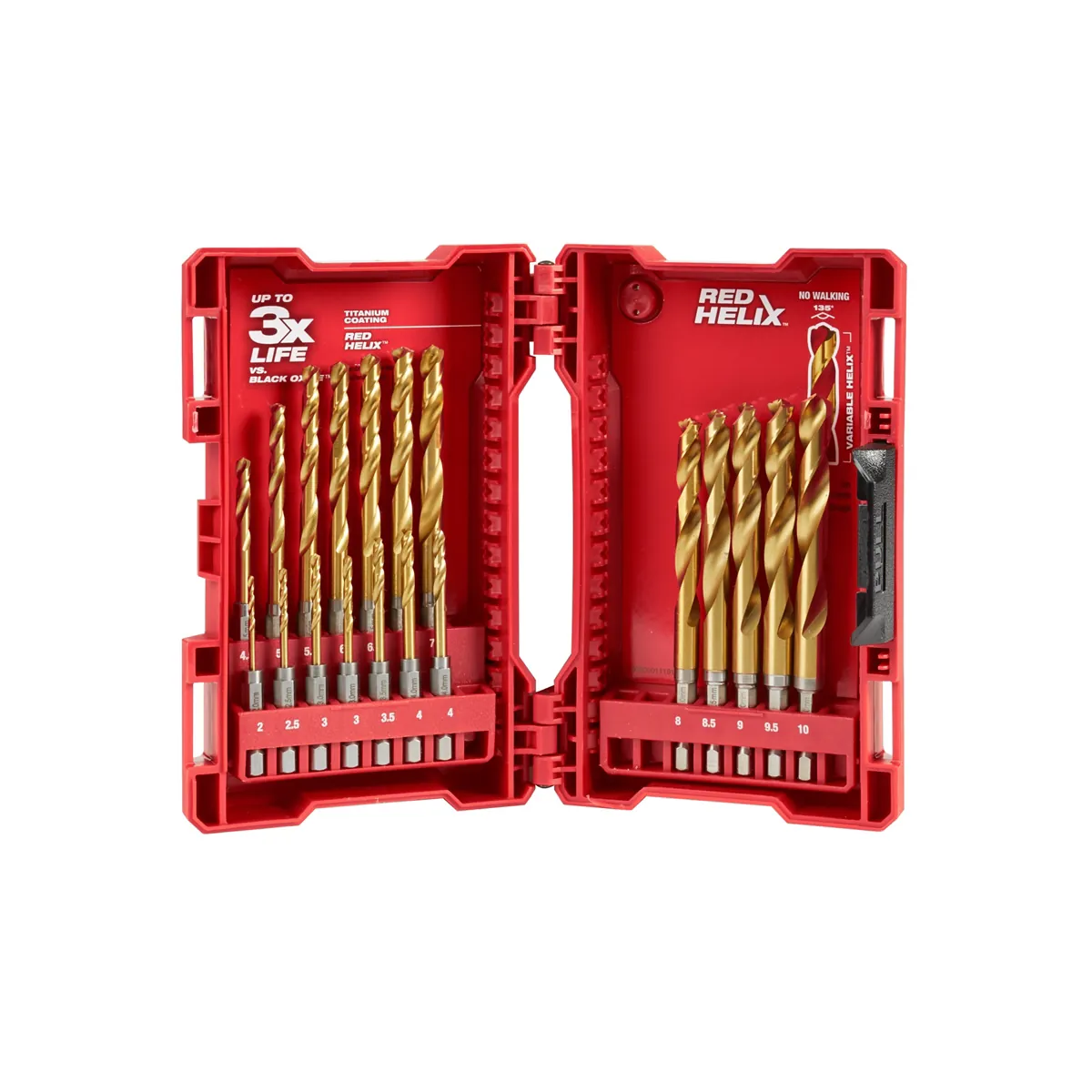 Milwaukee Tool SHOCKWAVE Impact Duty RED HELIX Titanium Metric Drill Bit Set ‐ 19PC