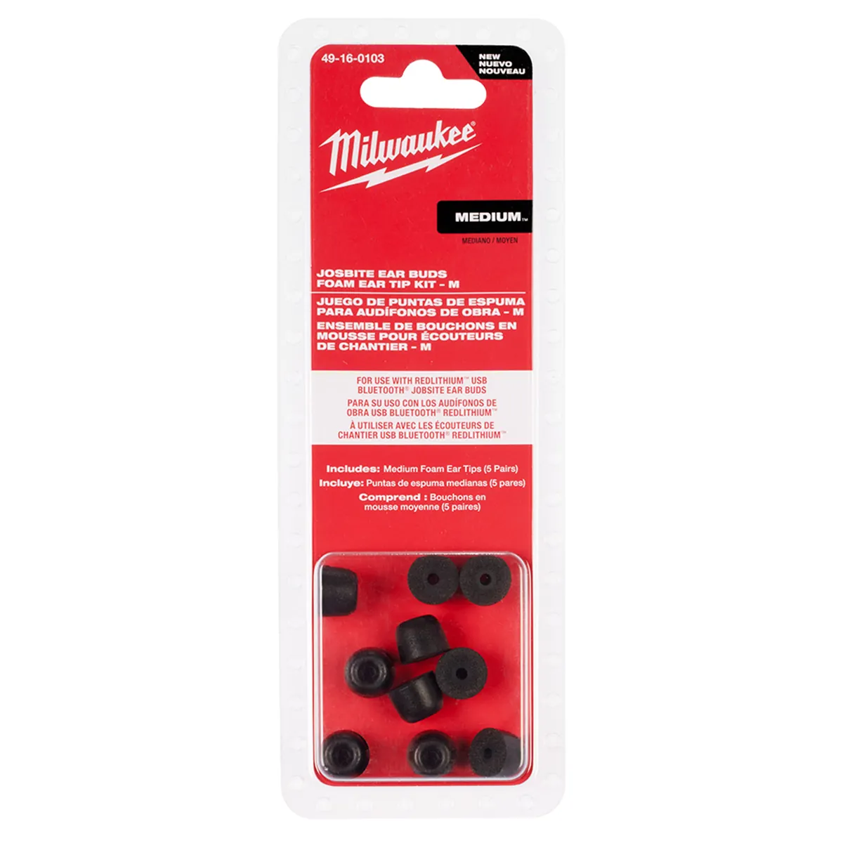 Milwaukee Tool Jobsite Earbuds Foam Ear Tip Kit - M