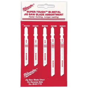 Milwaukee Tool (5-PK) OF T-SHANK METAL/WOOD CUTTING JIG SAW BLADE ASSORTMENT