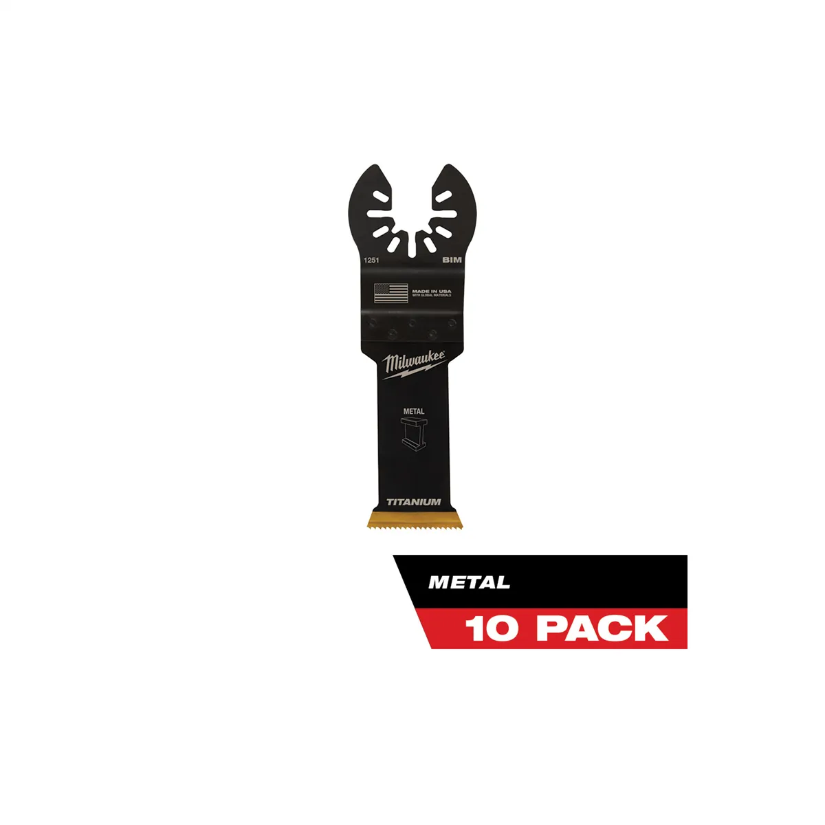Milwaukee Tool OPEN-LOK 1-1/8" TITANIUM CHARGED Bi-Metal Thin Metal Multi-Tool Blades 10PK