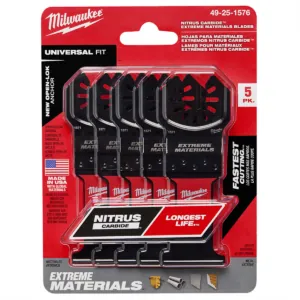Milwaukee Tool Nitrus Carbide Extreme Materials Universal Fit Open-Lok Multi-Tool Blade 5Pk