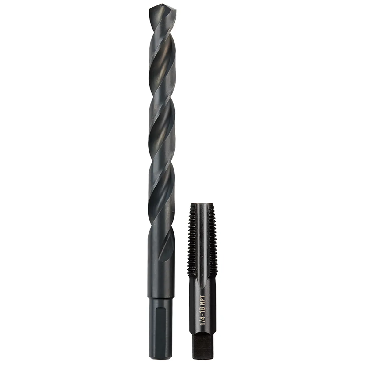 Milwaukee Tool 1/4"-18 NPT Straight Flute Plug Tap & 7/16" Drill Bit