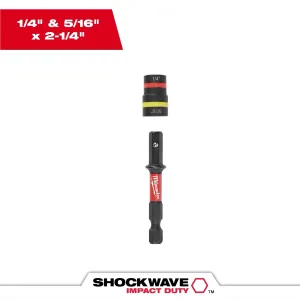 Milwaukee Tool SHOCKWAVE Impact Duty 1/4 Inch and 5/16 Inch x 2-1/4 Inch QUIK-CLEAR 2-in-1 Magnetic Nut Driver Bulk 25