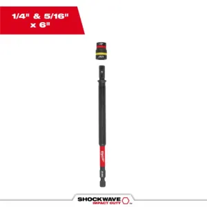 Milwaukee Tool SHOCKWAVE Impact Duty 1/4 Inch and 5/16 Inch x 6 Inch QUIK-CLEAR 2-in-1 Magnetic Nut Driver
