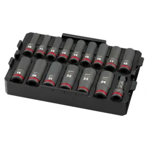 Milwaukee Tool SHOCKWAVE Impact Duty Socket 1/2&rdquo; Dr 16PC MM TRAY Set